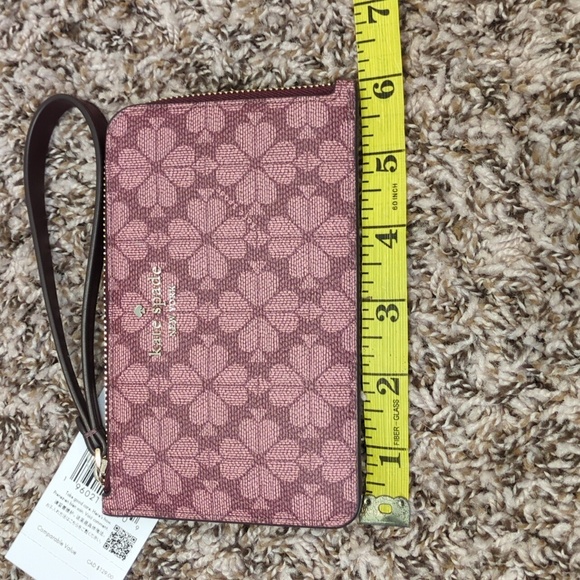 Kate Spade Lucy small floral grenache Spade logo zip wristlet wallet - Picture 10 of 11